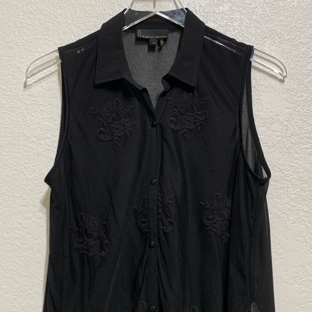 i Jeans by Buffalo Button  Long Lace Tunic Vest - Picture 2 of 8